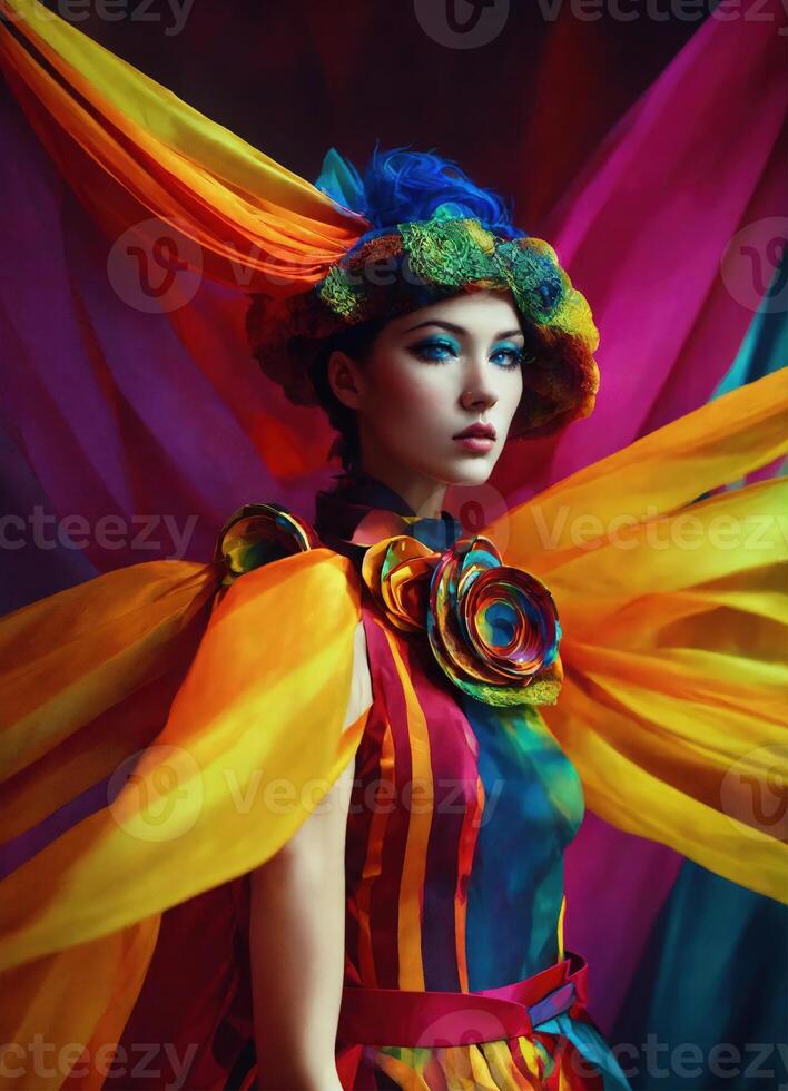 AI generated Fashion shot of a beautiful woman in elegant dress. ai generative photo