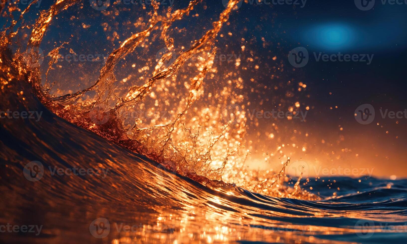 AI generated abstract background with golden and blue paint splashes. ai generative photo