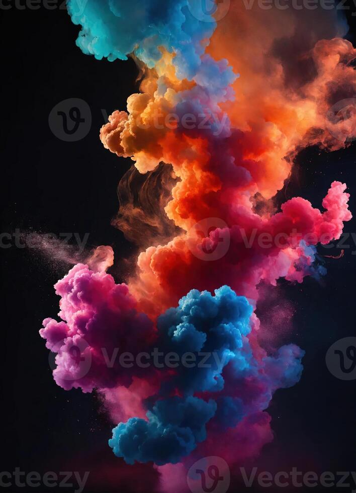 AI generated Colorful cloud with smoke on black background. ai generative photo