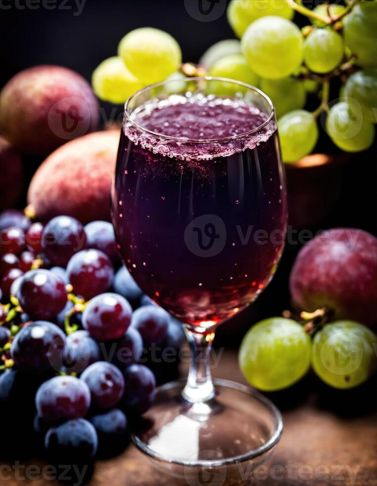 AI generated Red wine with grapes on a dark background. Selective focus. ai generative photo