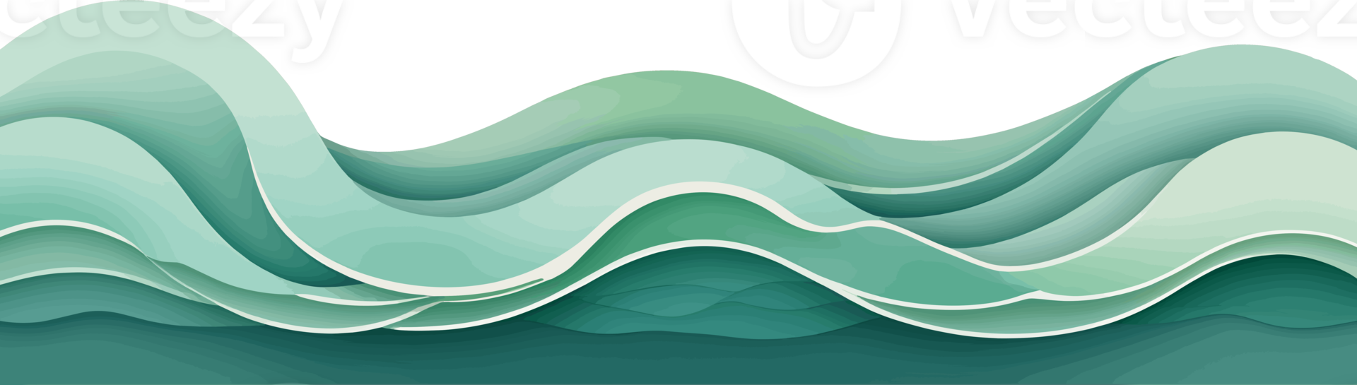 AI generated Pastel theme of isolated green wave ocean illustration on transparent background png, abstract graphic element for fantasy and design png