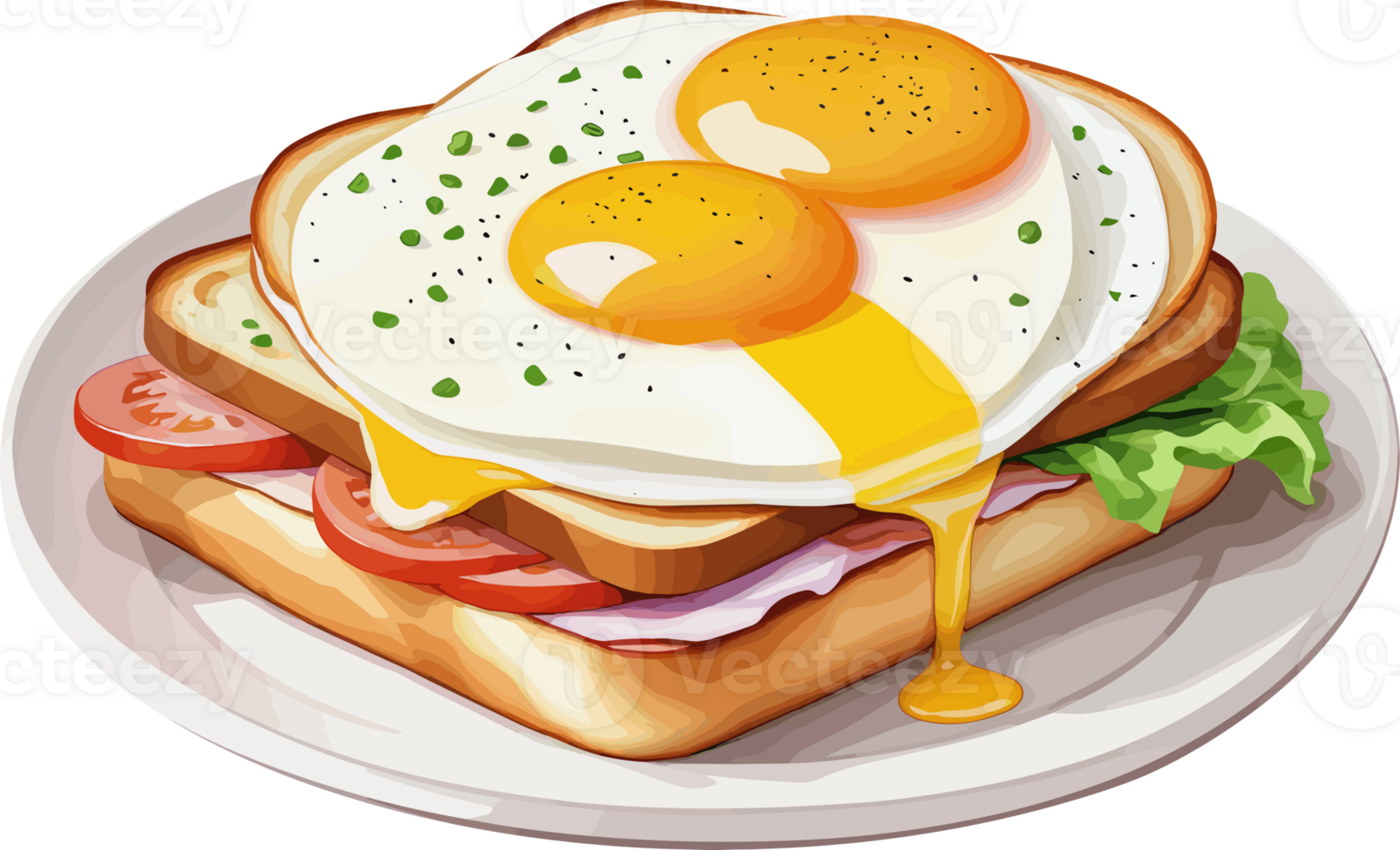 AI generated Watercolor style of delicious breakfast sandwich with egg, isolated illustration on transparent background png, perfect design element for quick healthy breakfast idea, food and health png
