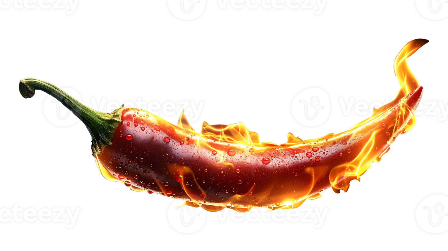 ai gegenereerd heet Chili peper met brand Aan een transparant achtergrond png