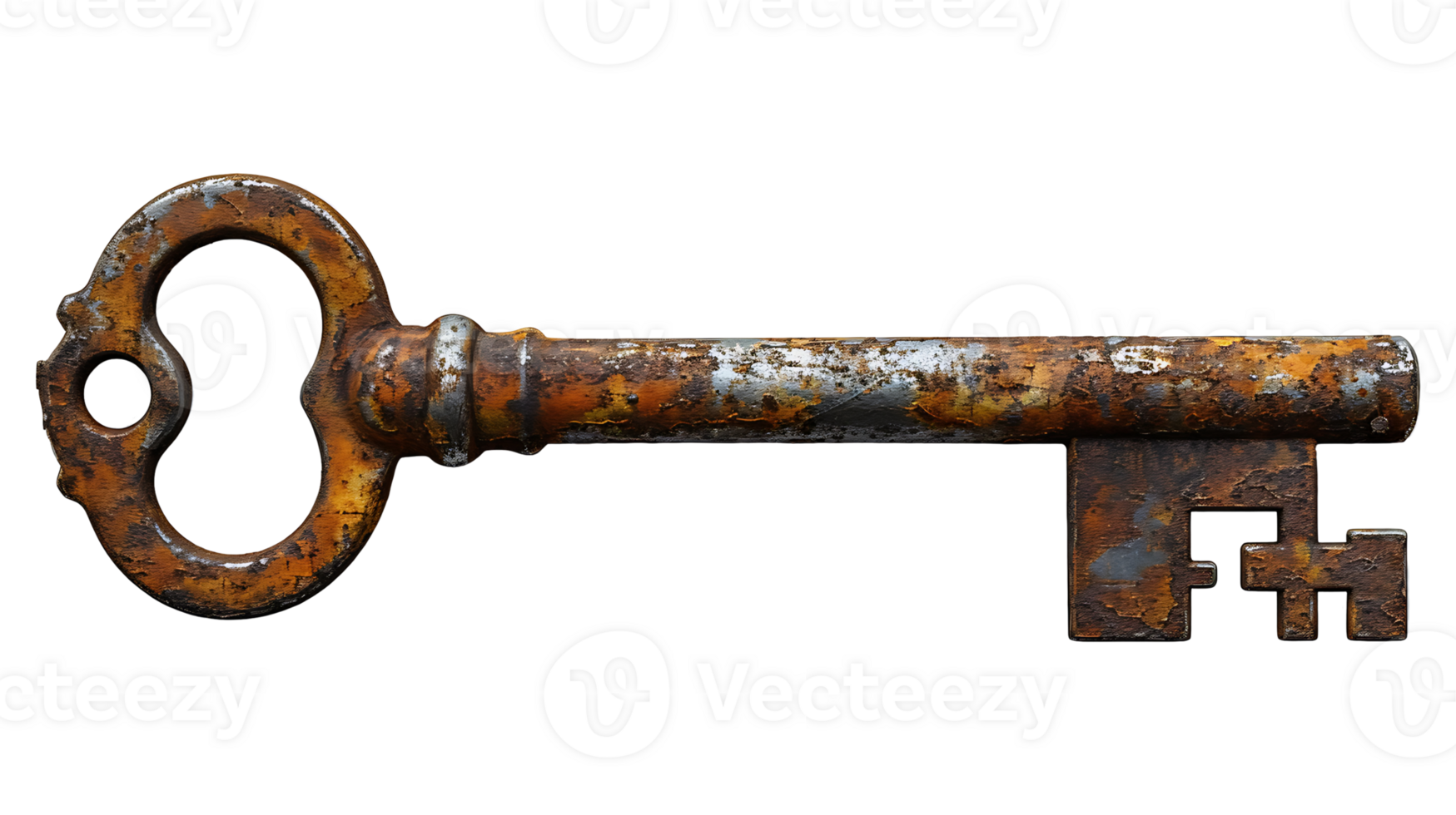 AI generated Vintage old key on a transparent background png