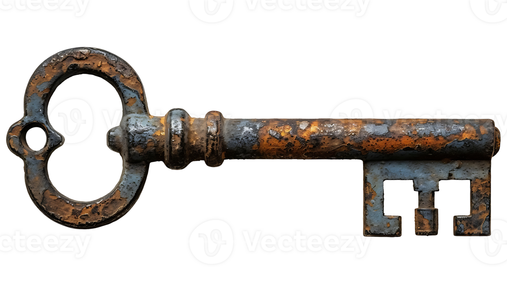 AI generated Vintage old key on a transparent background png