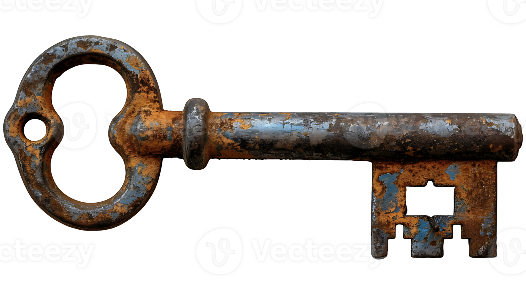 AI generated Vintage old key on a transparent background png