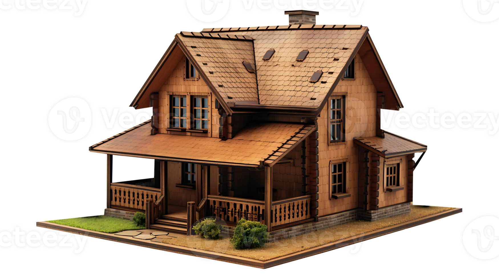 AI generated Beautiful wooden luxury home on a transparent background png