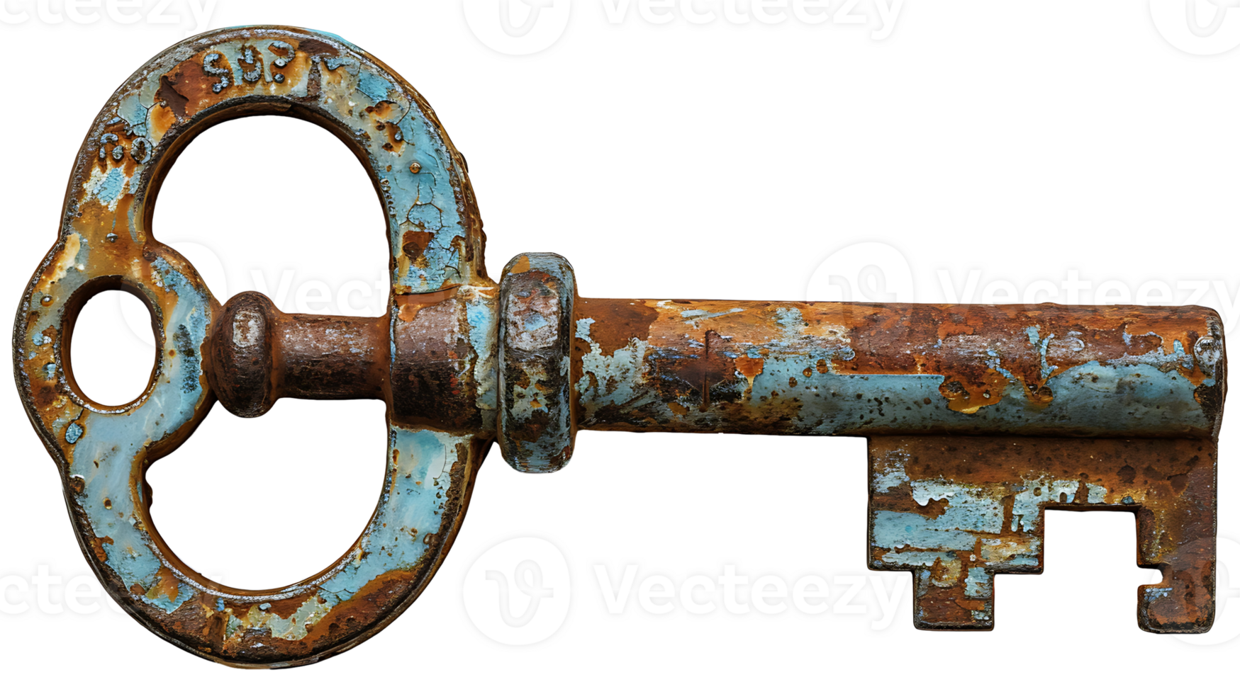 AI generated Vintage old key on a transparent background png