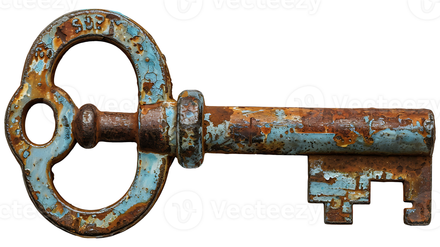 AI generated Vintage old key on a transparent background png