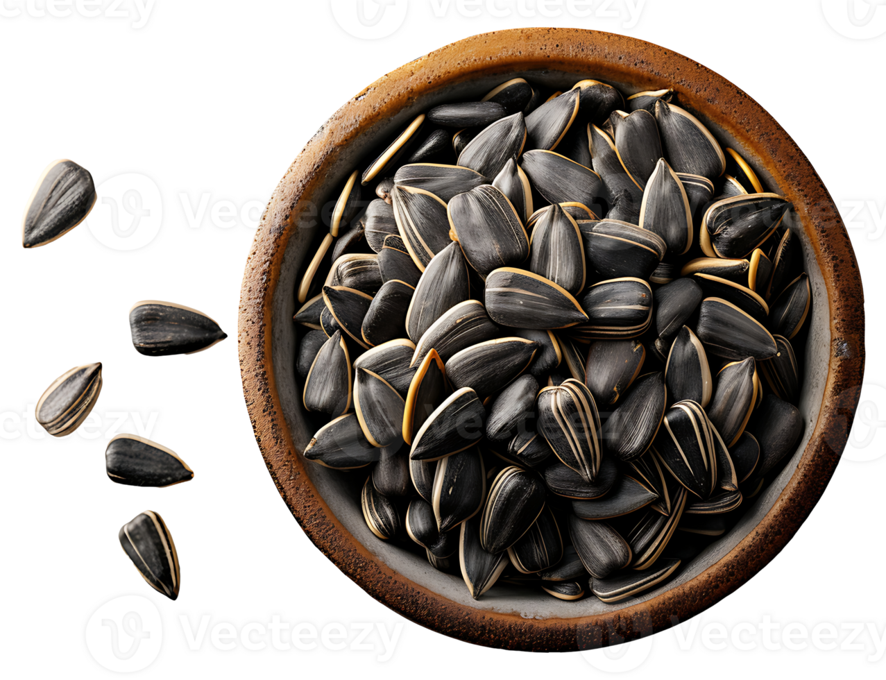 AI generated Sunflower seeds in a bowl on a transparent background png