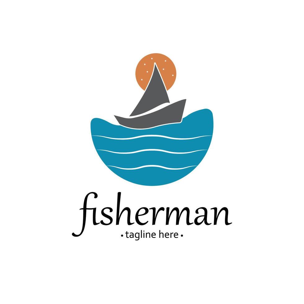pescador logo diseño. deporte pescar vector