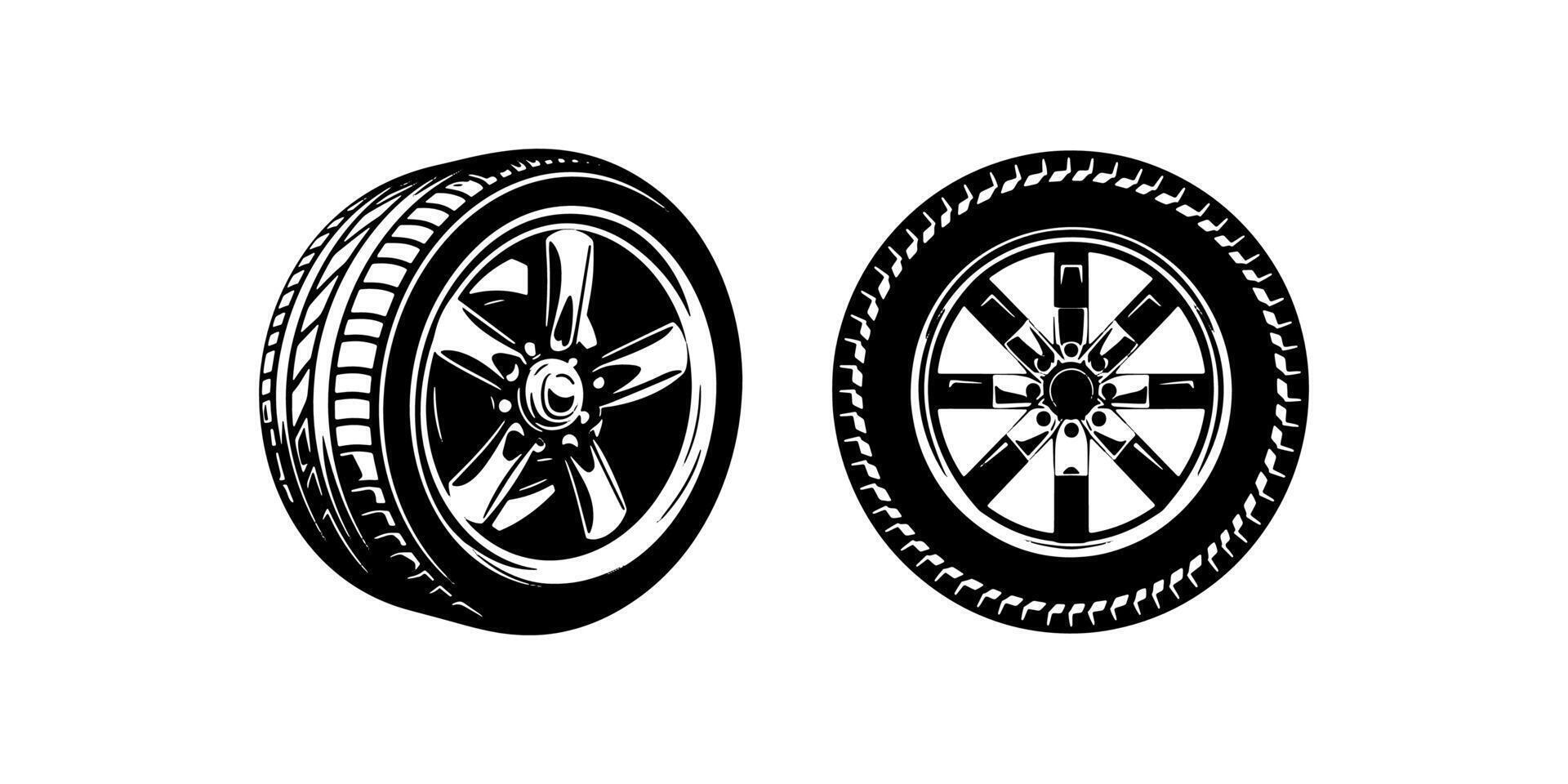 Wheel tires icon set. Vector illustration design.