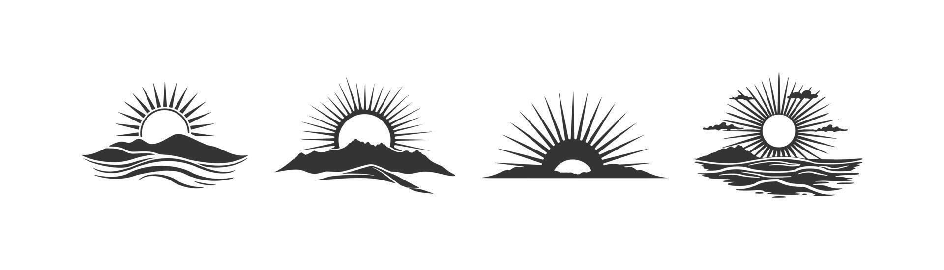 Black sunrise icon set. Vector illustration design.