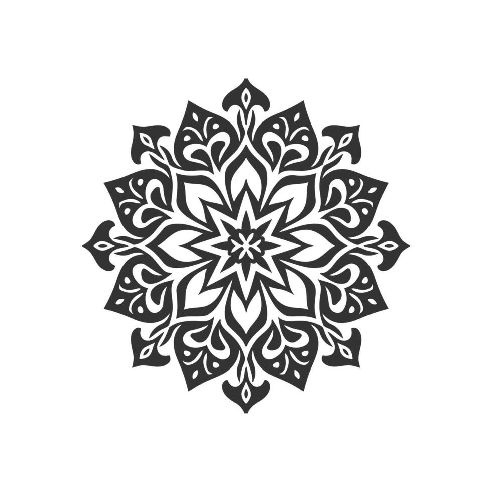 negro floral mandala icono. vector ilustración diseño.
