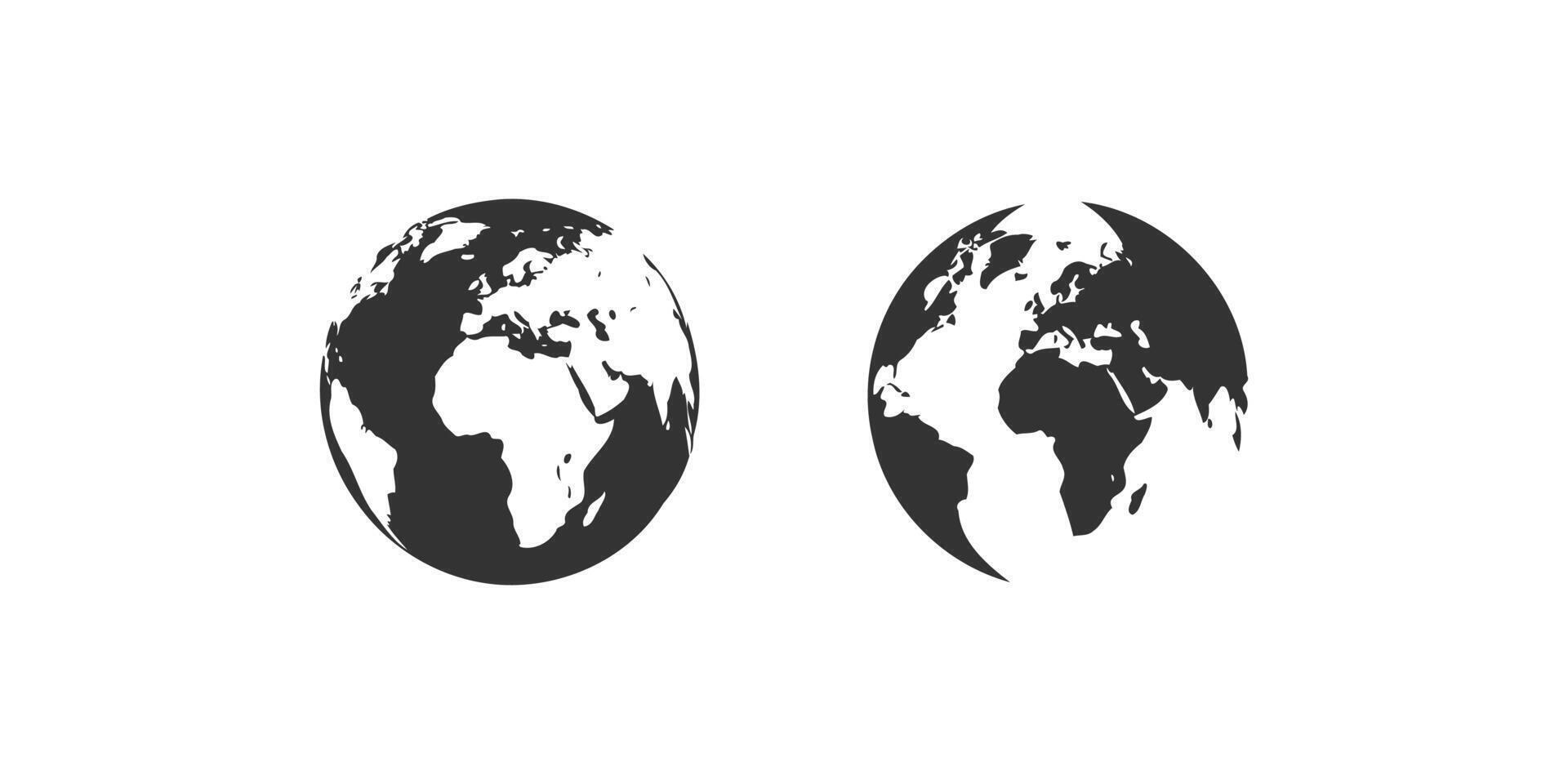 Silhouette of the planet Earth icon set. Vector illustration design.