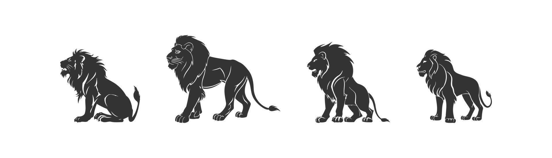 Lion silhouette icon set. Vector illustration design.