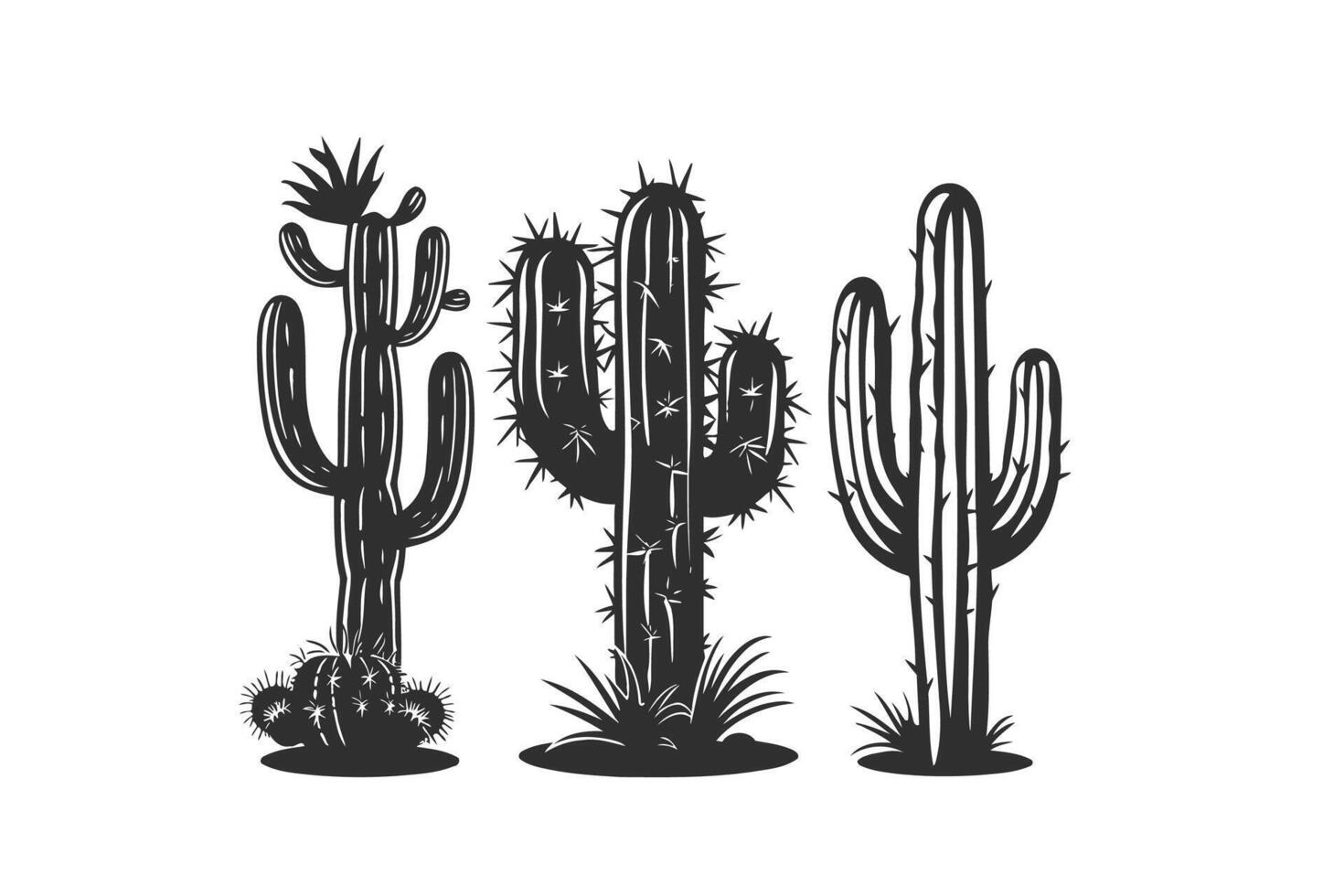 Three long cacti icon. Vector illustration design.