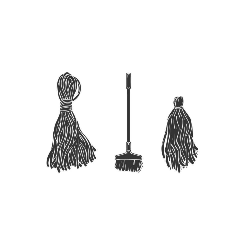 Old fashioned mop set. Vector illustration design.