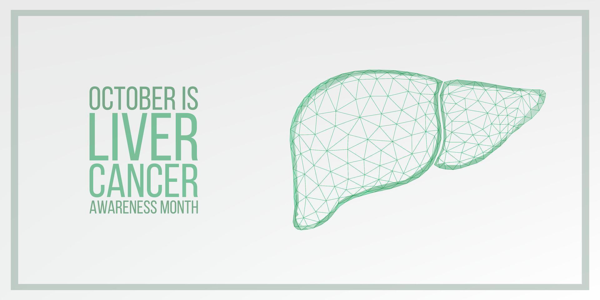 concepto del mes de concientización sobre el cáncer de hígado. banner con conciencia de cinta verde esmeralda y texto. ilustración vectorial vector