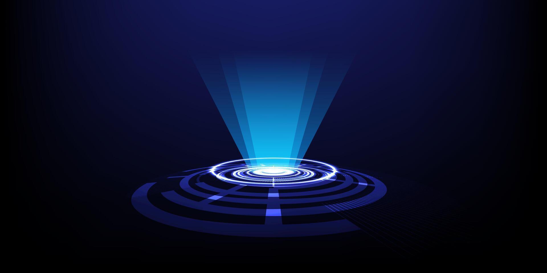 Abstract technology innovation circle sci-fi concept stage with hologram portal light background. vector