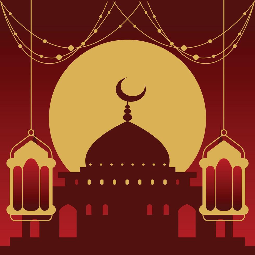 islámico realista eid Mubarak festival antecedentes y eid tarjeta póster concepto vector