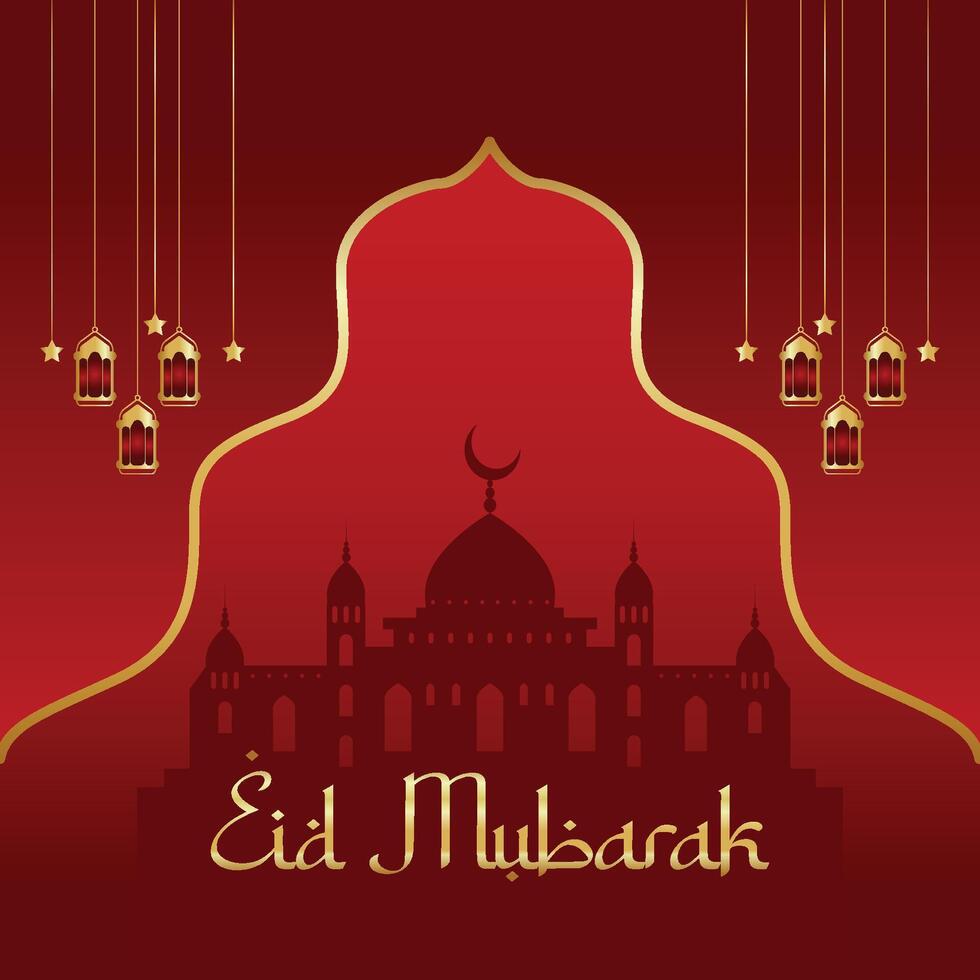 Islamic Realistic eid mubarak festival background and eid card poster concept vector