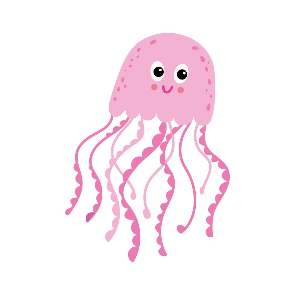 Vector illustration of jellyfish. Cute character