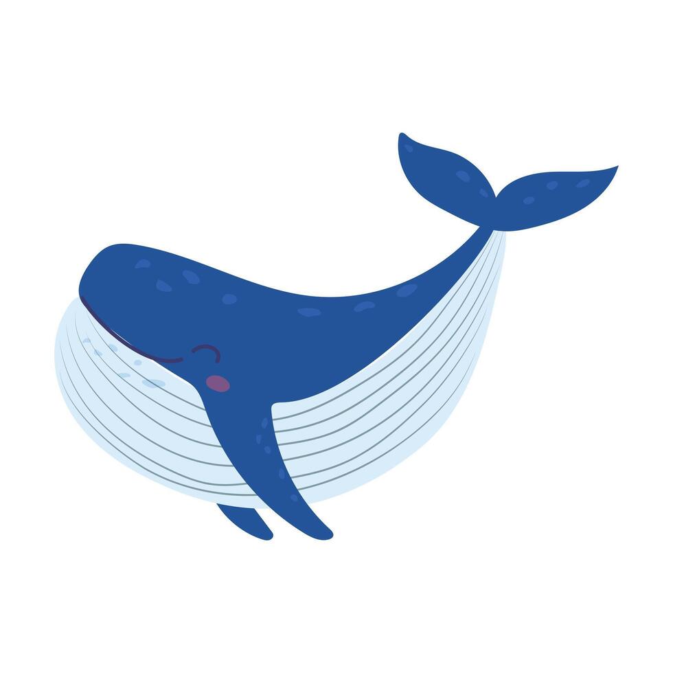 Vector illustration of a whale. Cute and beautiful hand drawn whale.