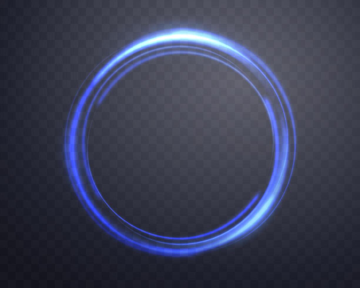 Blue magic ring with glowing. Neon realistic energy flare halo ring