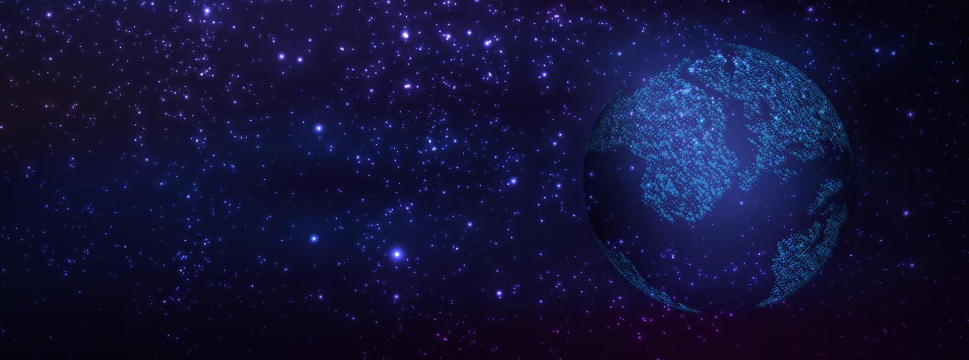 Futuristic map of the planet. World map. Abstract background with glowing planet Earth. Futuristic modern vector illustration.
