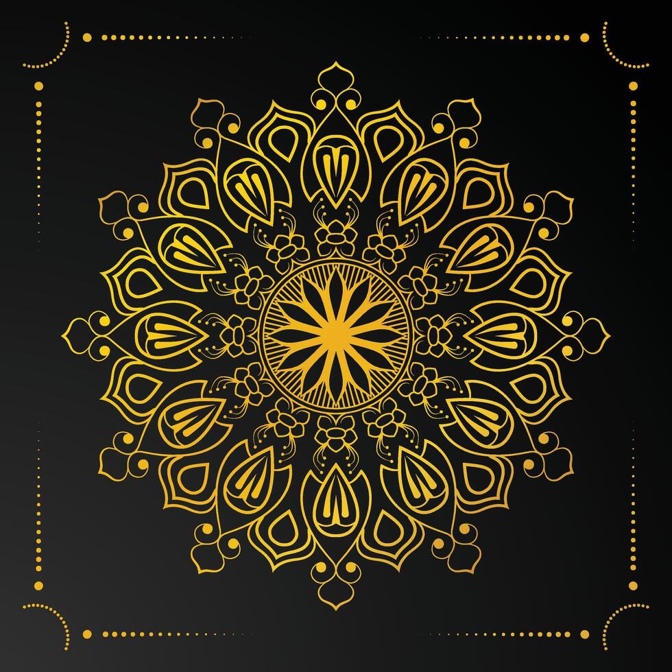 Fondo de mandala de lujo con patrón dorado. vector