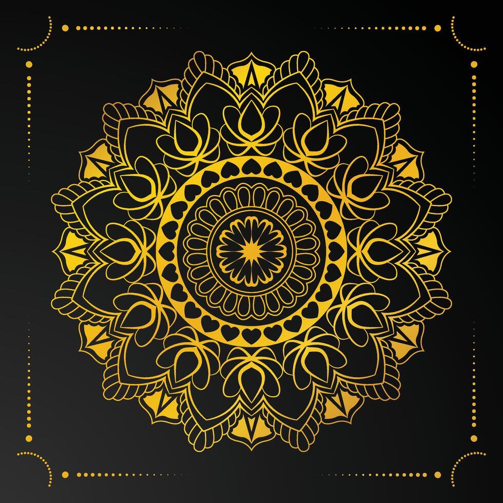 Fondo de mandala de lujo con patrón dorado. vector