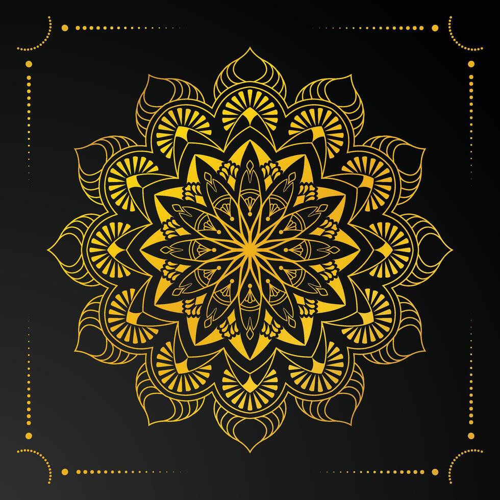 Fondo de mandala de lujo con patrón dorado. vector