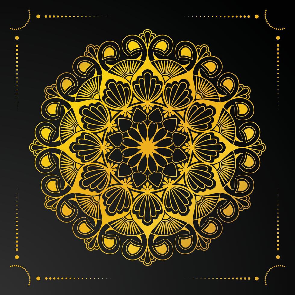 golden mandala design vector