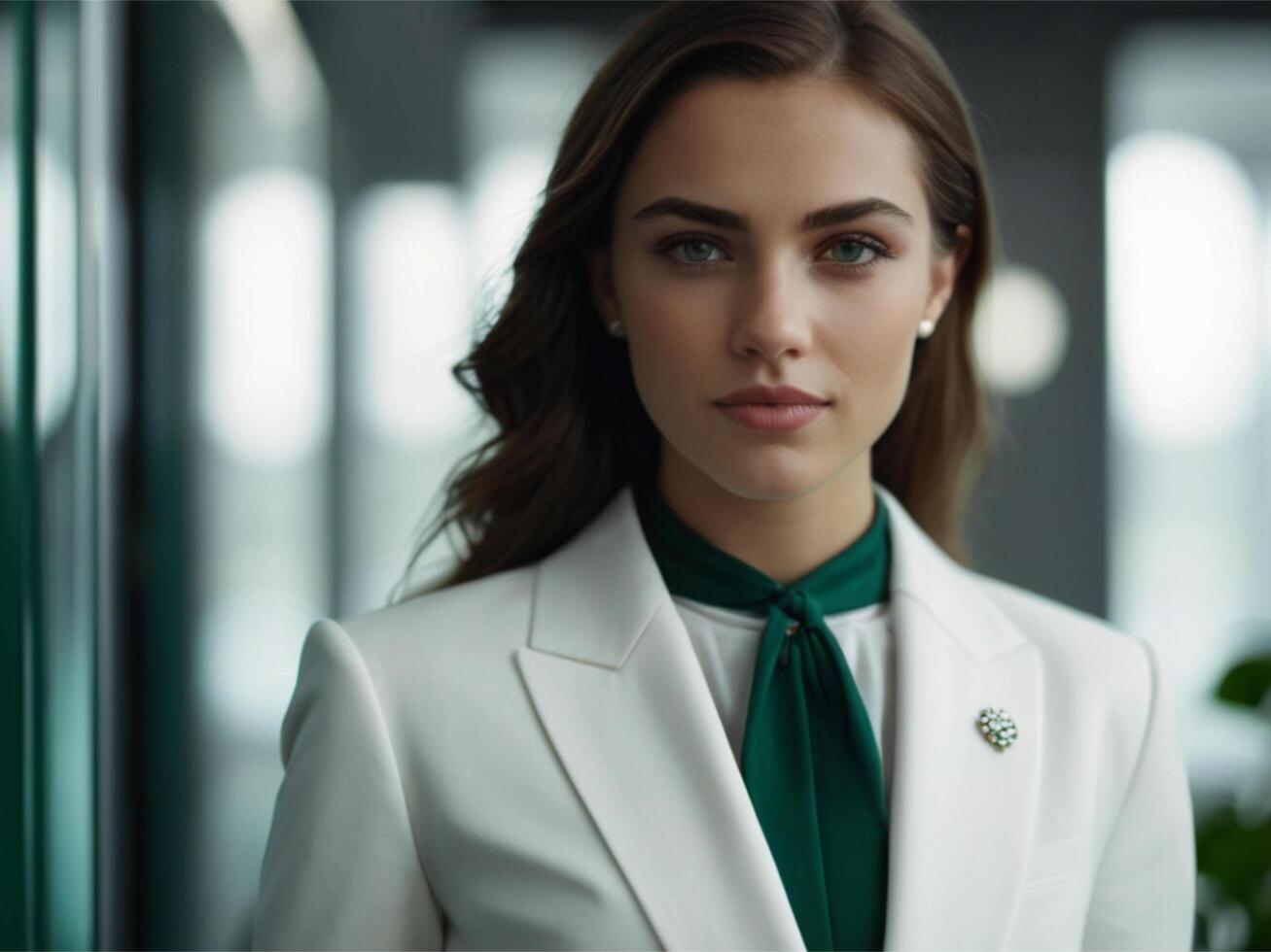 AI generated Business Woman In Emerald Business Suit photo