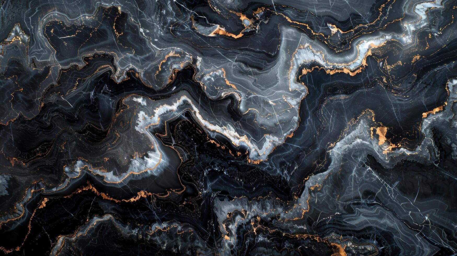 AI generated Black and White Marble Surface With Gold Accents photo