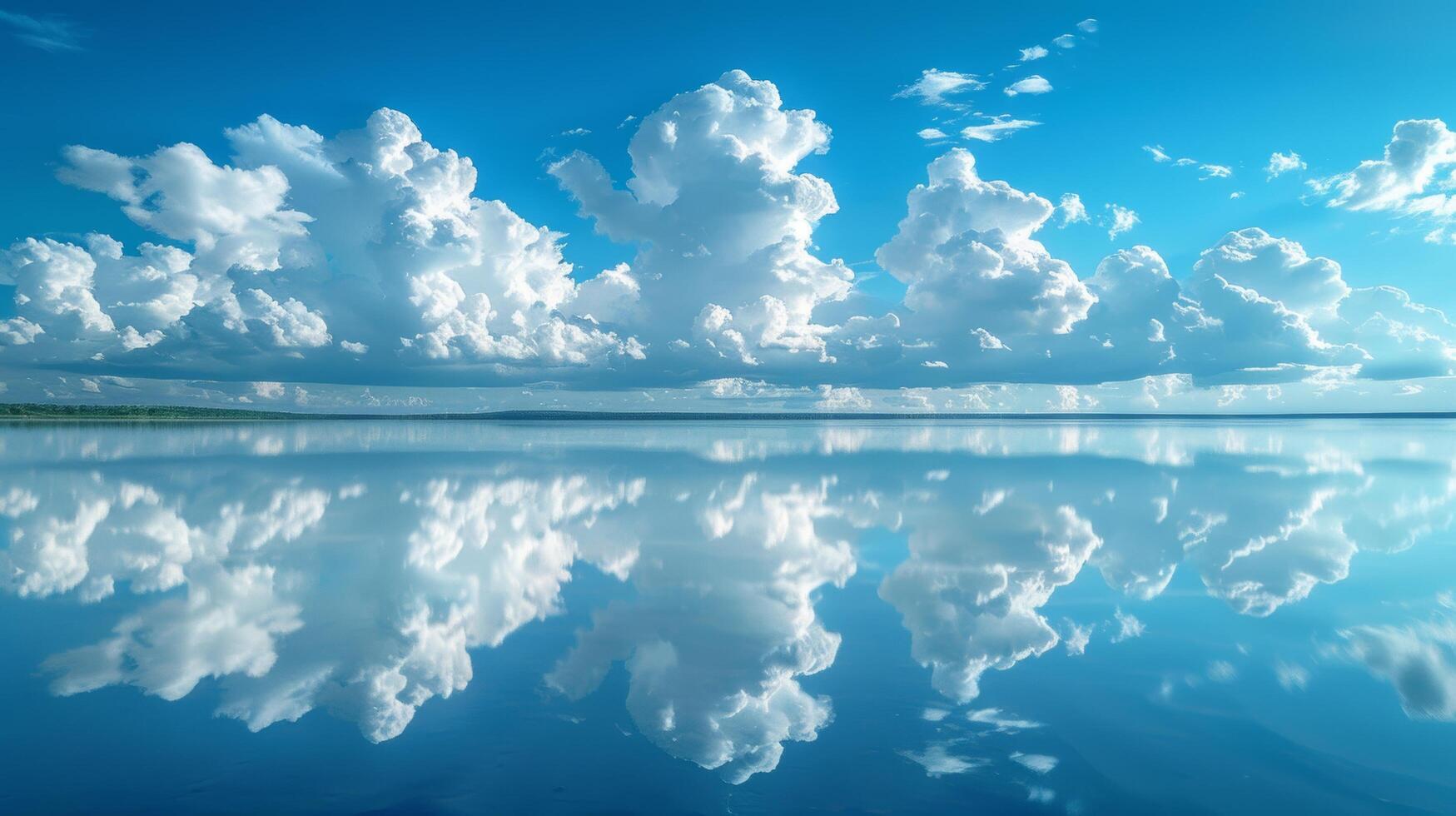 AI generated Blue Sky With Clouds Reflecting in Water photo