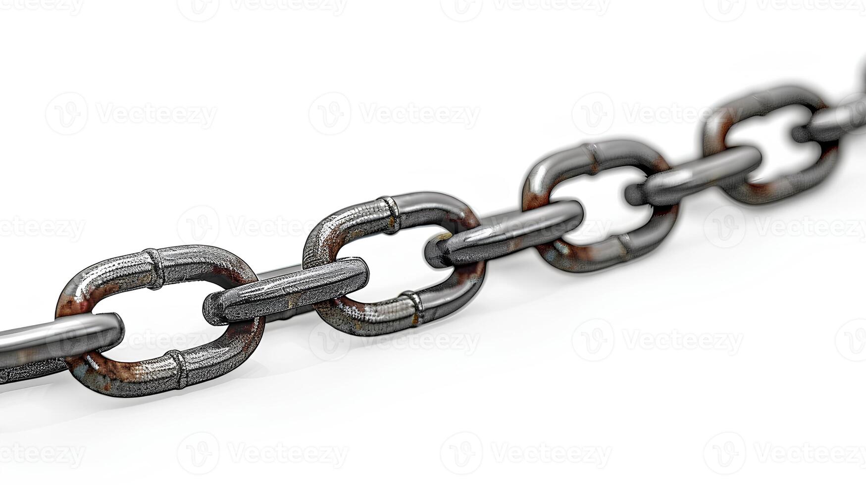 AI generated Chain isolated on white background with shadow. stainless steel chain isolated. Metal chain. Iron chain. Chrome chain photo