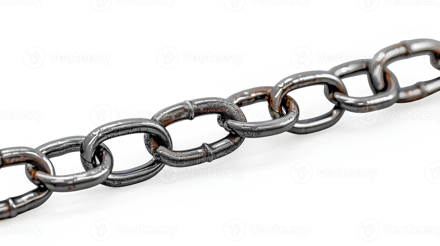 AI generated Chain isolated on white background with shadow. stainless steel chain isolated. Metal chain. Iron chain. Chrome chain photo