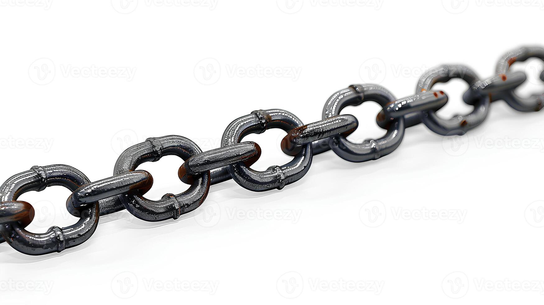 AI generated Chain isolated on white background with shadow. stainless steel chain isolated. Metal chain. Iron chain. Chrome chain photo