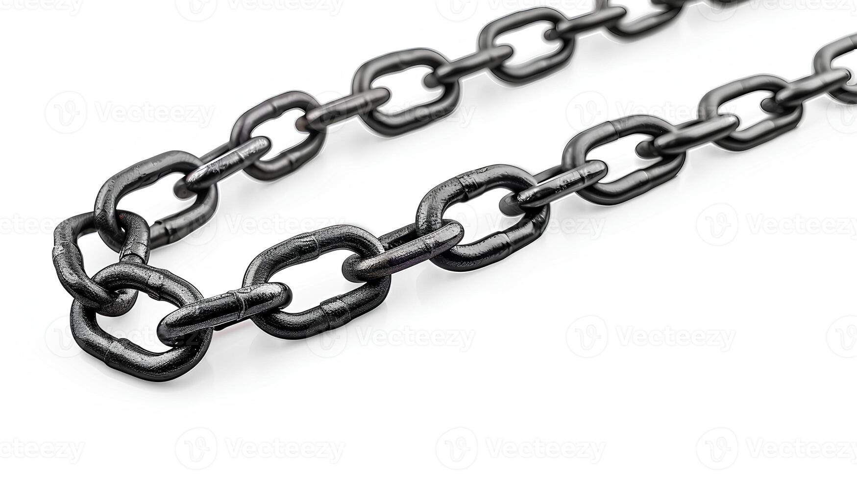 AI generated Chain isolated on white background with shadow. stainless steel chain isolated. Metal chain. Iron chain. Chrome chain photo