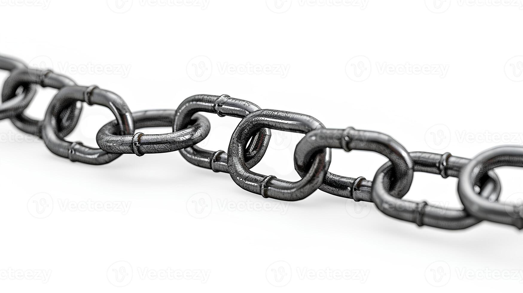 AI generated Chain isolated on white background with shadow. stainless steel chain isolated. Metal chain. Iron chain. Chrome chain photo