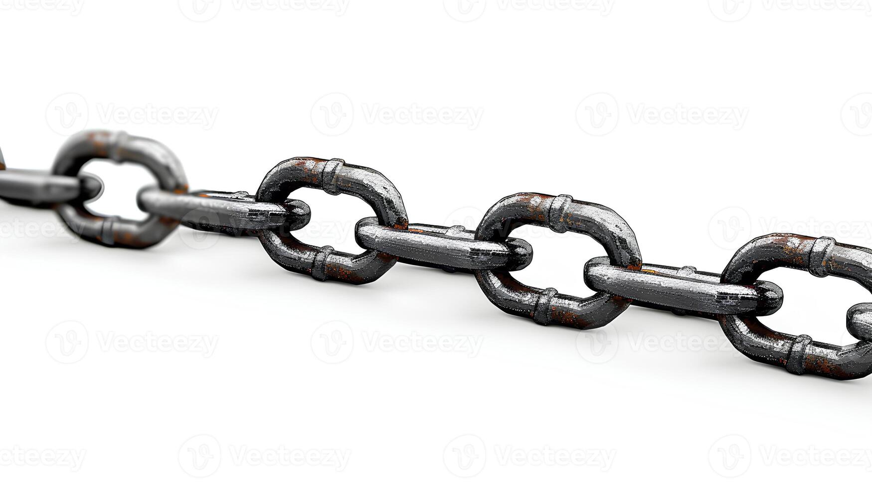 AI generated Chain isolated on white background with shadow. stainless steel chain isolated. Metal chain. Iron chain. Chrome chain photo