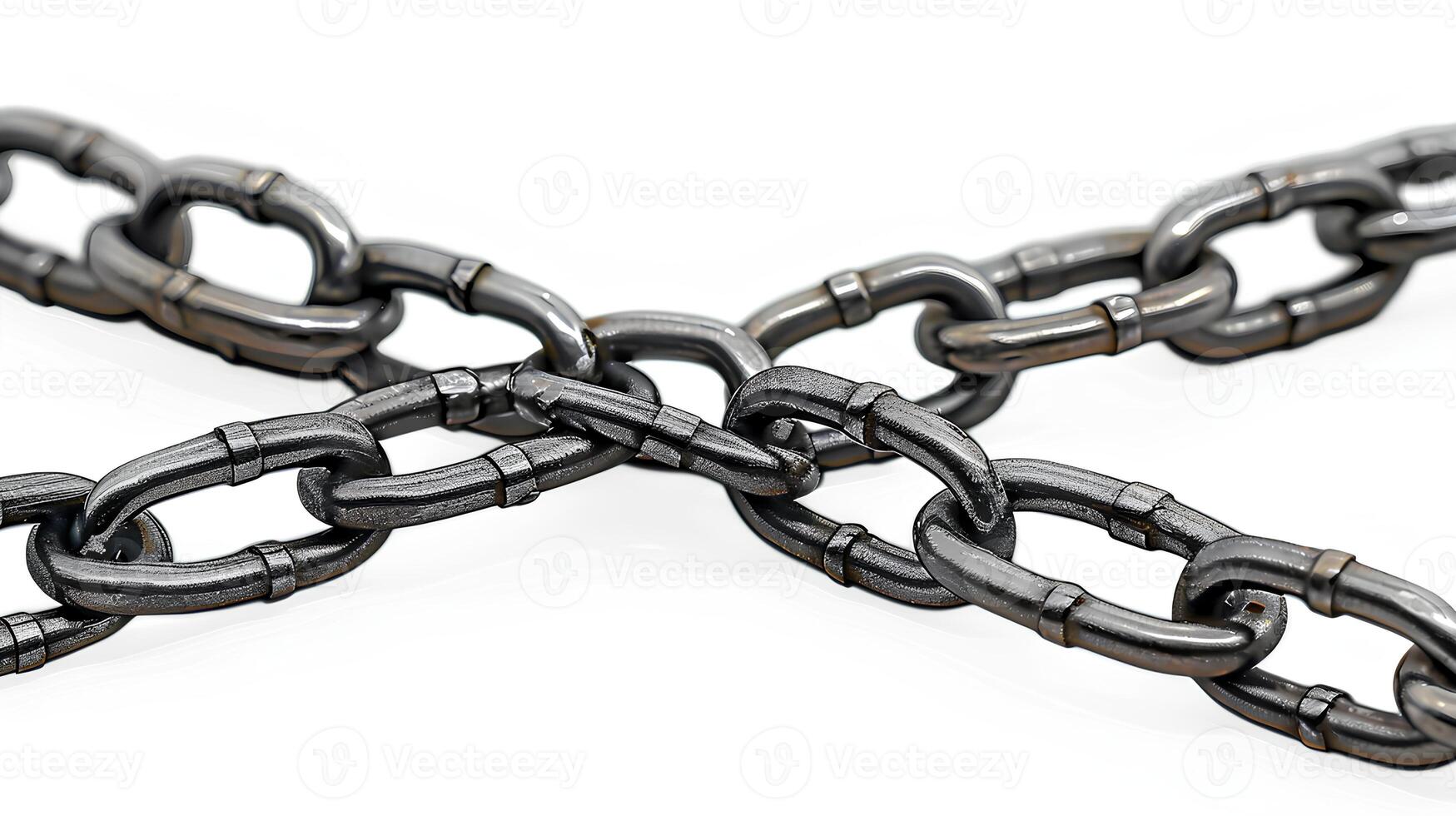 AI generated Chain isolated on white background with shadow. stainless steel chain isolated. Metal chain. Iron chain. Chrome chain photo