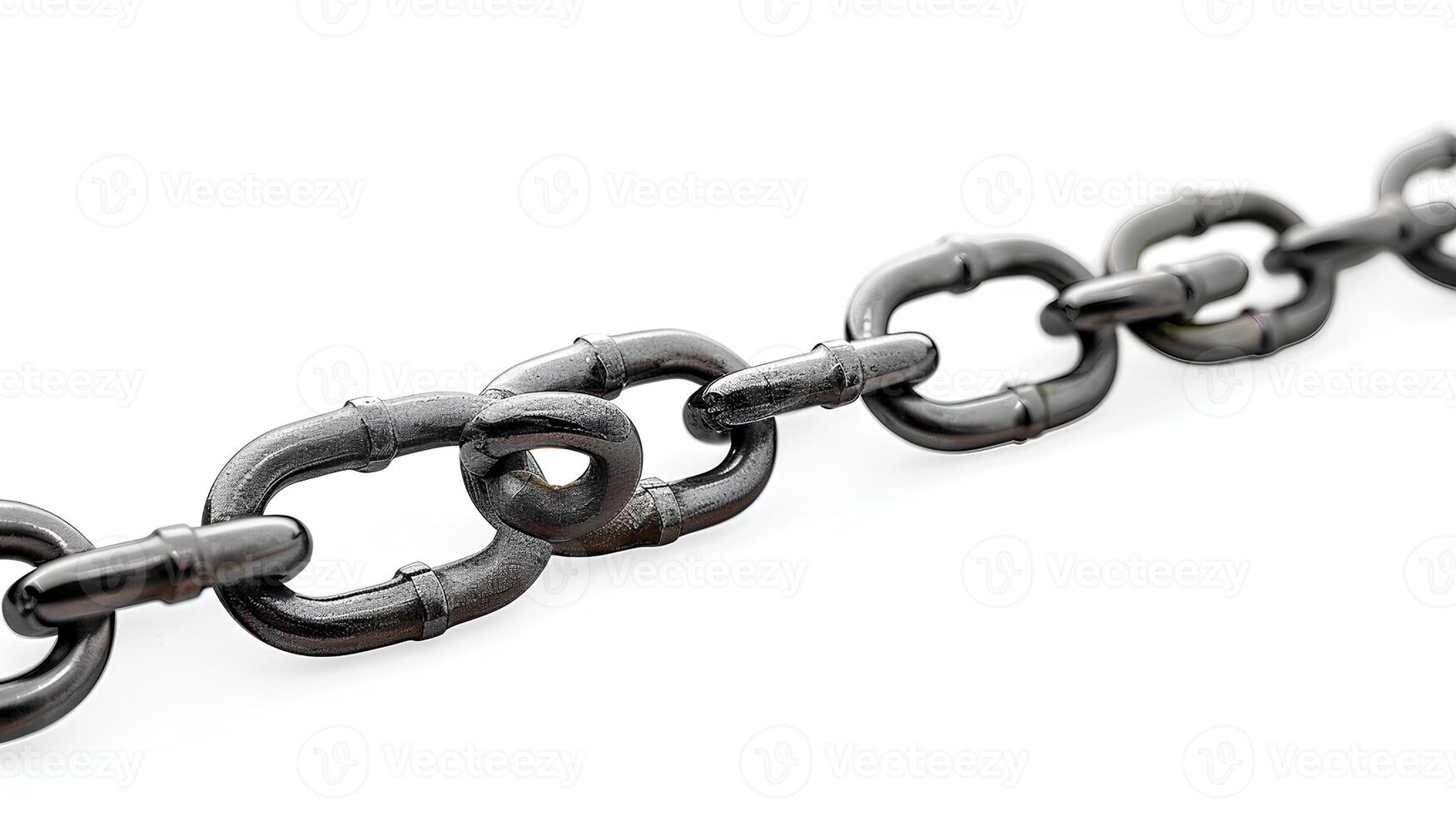 AI generated Chain isolated on white background with shadow. stainless steel chain isolated. Metal chain. Iron chain. Chrome chain photo