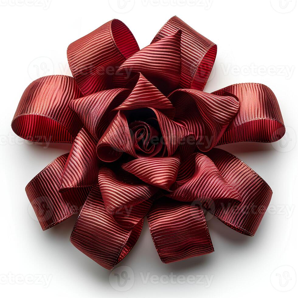 AI generated red bow isolated on white background with shadow. Red gift bow isolated. Ribbon for gifts and presents photo