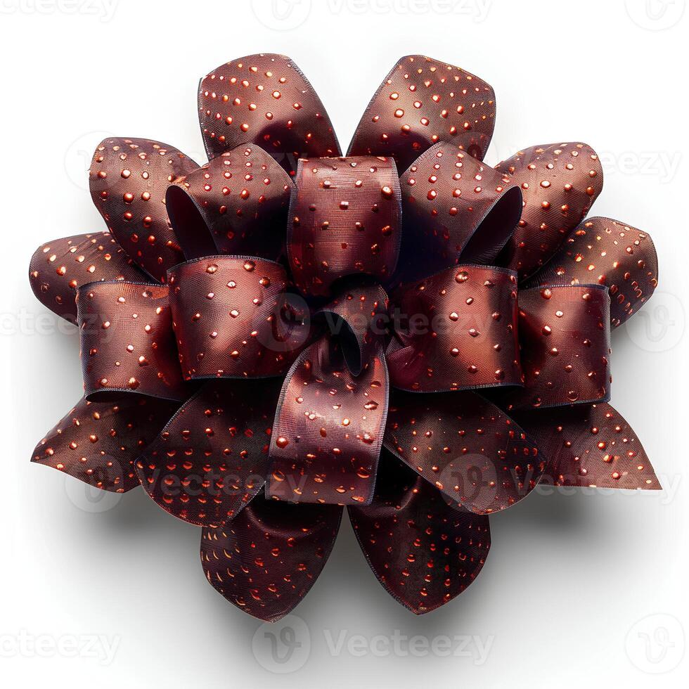 AI generated red bow isolated on white background with shadow. Red gift bow isolated. Ribbon for gifts and presents photo