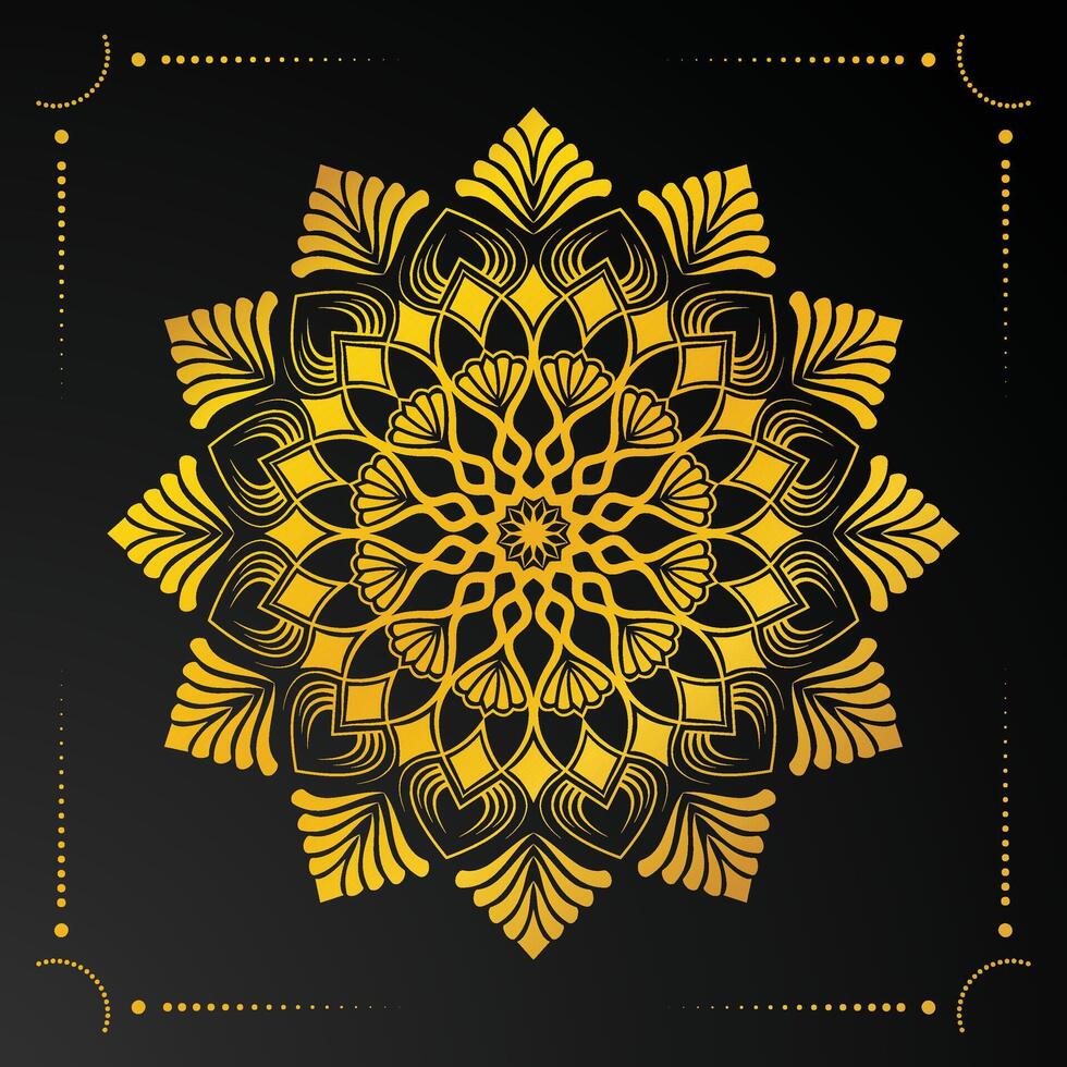 Fondo de vector de mandala de lujo con estilo arabesco dorado