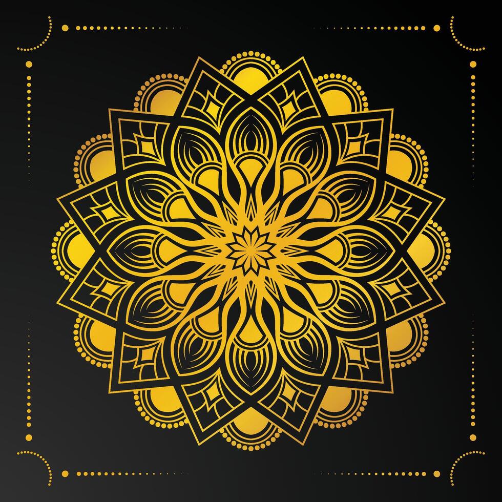 Fondo de vector de mandala de lujo con estilo arabesco dorado