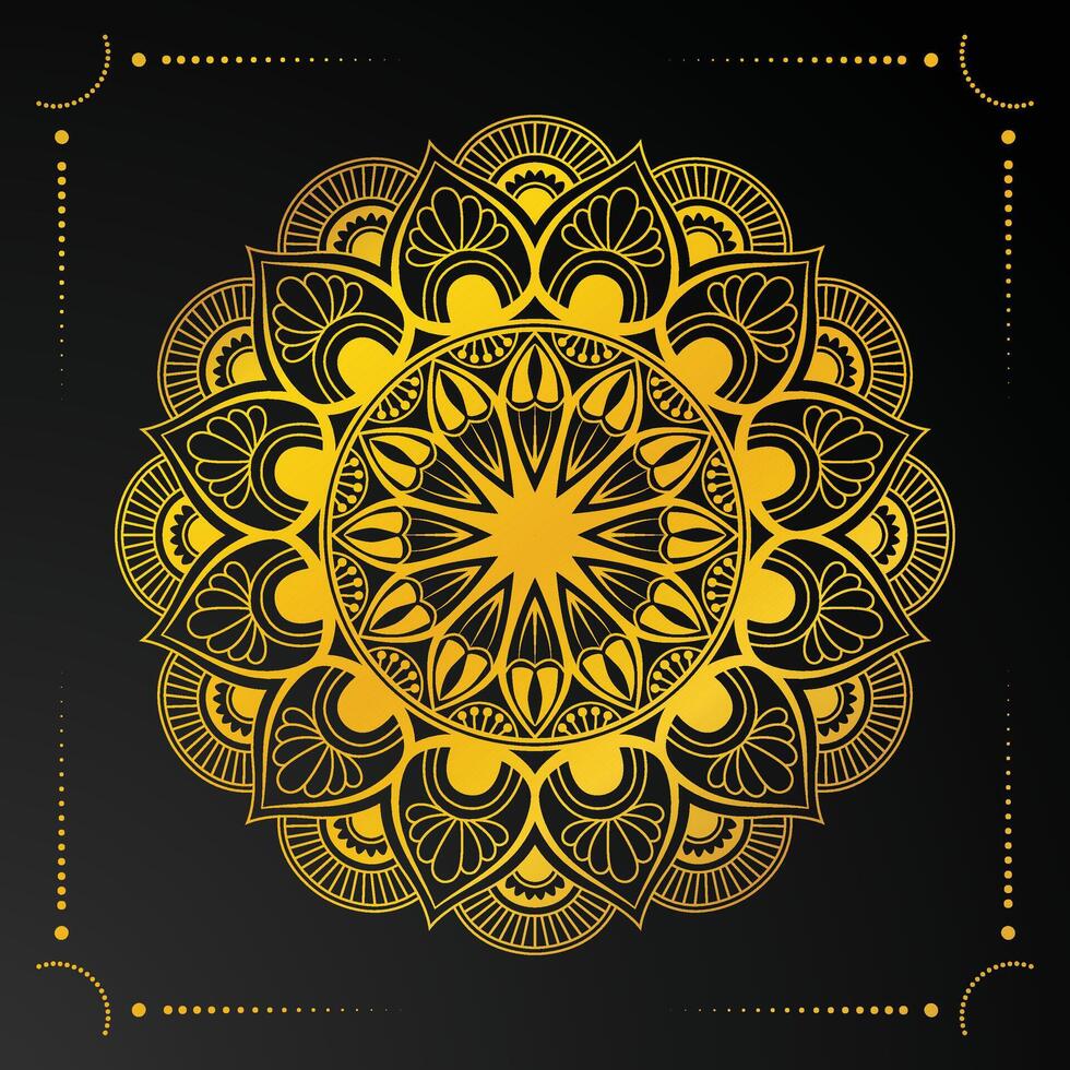 luxury ornamental mandala design background with golden color vector